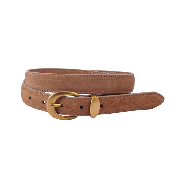 Classic Suede Belt with Gold Curve Buckle Camel main image 4